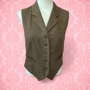 🤎 💼 VINTAGE RALPH LAUREN HERRINGBONE WOOL VEST - ACADEMIA CHIC 💼🤎